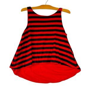 Kate Spade Saturday Red & Black Stripped Hi Low Tank Stretch Classic Size Small